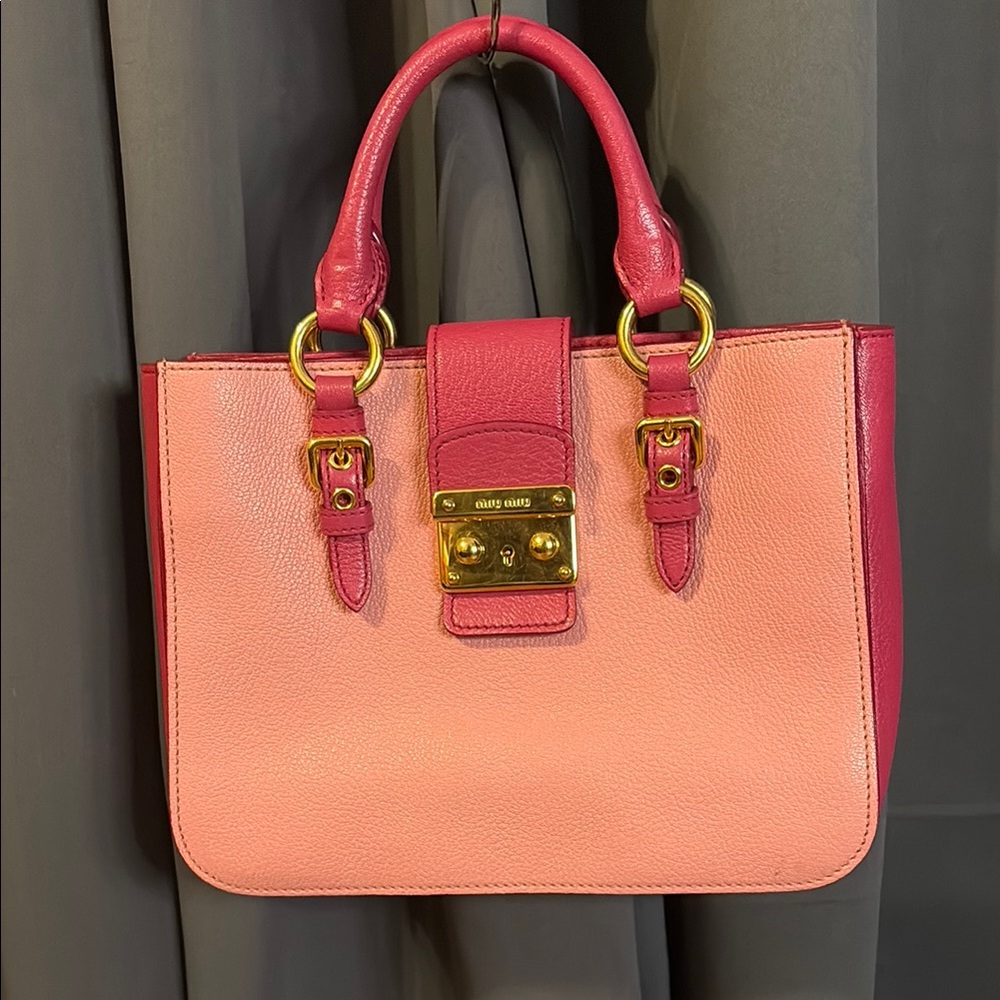 Miu Miu Pink Satchel with Gold Accents